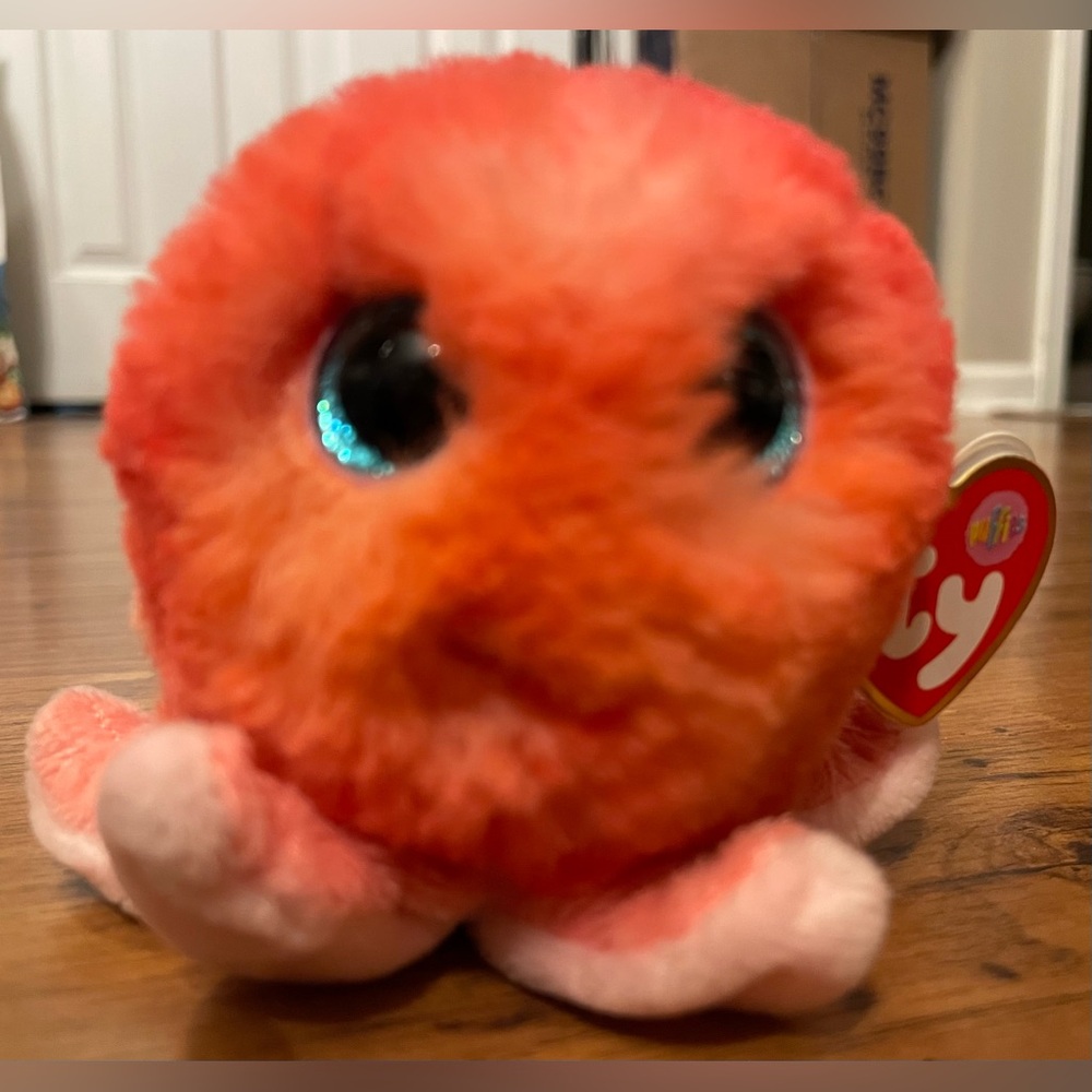 Ty Tiny Beanie Babies Puffies Sheldon the Coral Octopus plush toy with tag